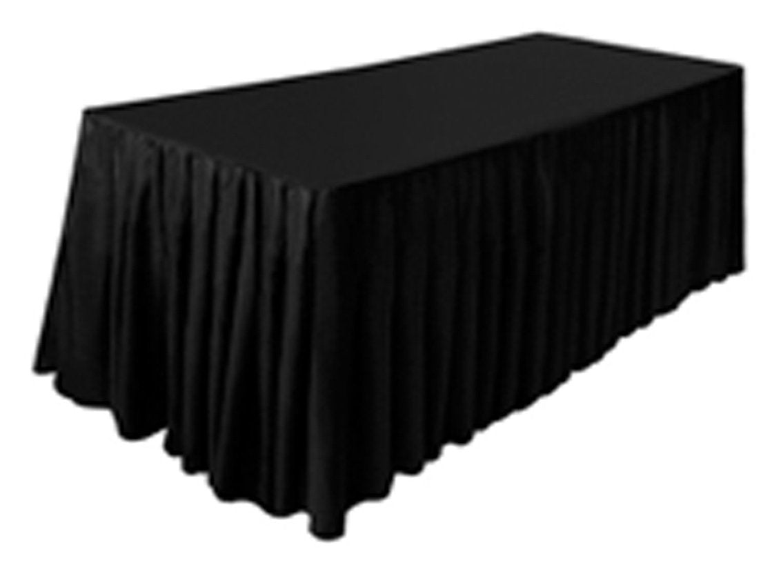 Tektrum 8' Ft Long Fitted Table Skirt Cover For Trade Show - Black Color