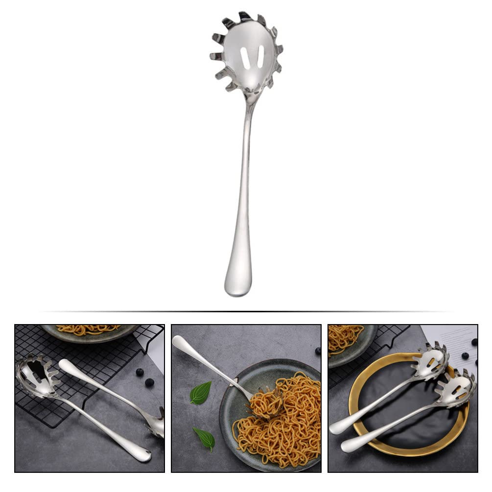 Cabilock Stainless Steel Spaghetti Server Spoon With Teeth Kitchen Noodle Scoop Dumpling Serving Claw Pasta Fork Server Ice Cube