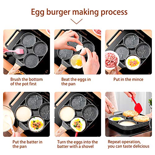 Iaxsee Egg Frying Pan Nonstick Pancake Pans 4-Cups Cookware Pancake, Omelette Pan Aluminium Alloy Egg Cooker