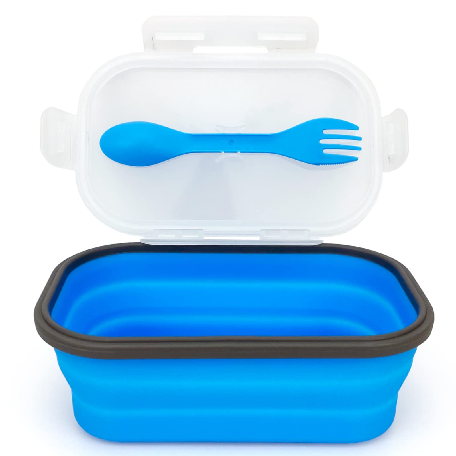 Lunbengo Collapsible Lunch Box Containers, Silicone Bento Box With Airtight Lid And 2 In1 Spoon & Fork, 1000Ml Large Portion Reu