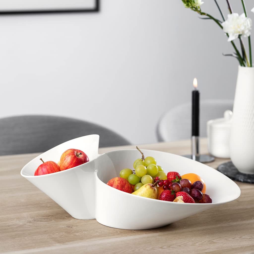 Villeroy & Boch Porcelain New Wave Chip and Dip, 19.25 inches, White