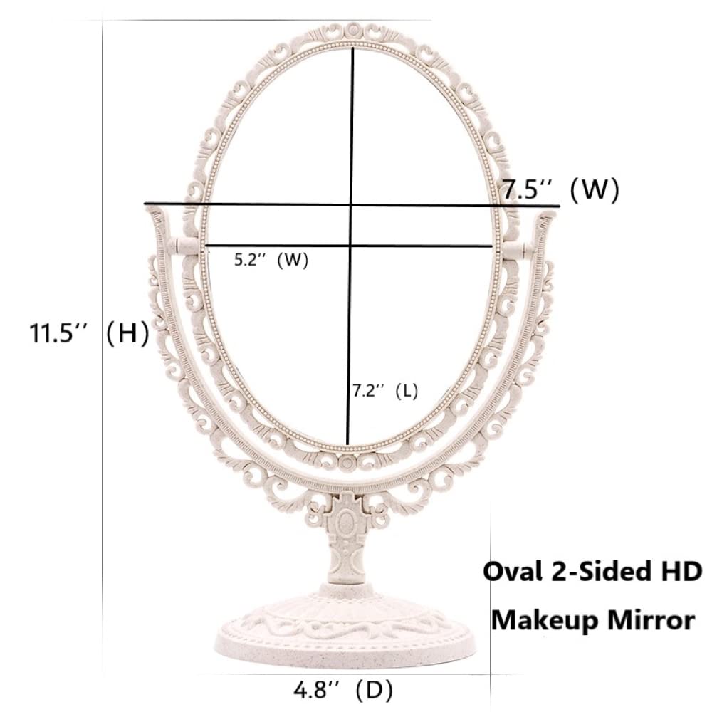 Schones Geschaft 2-Sided Tabletop Makeup Mirror, Swivel Vintage Dresser Mirror Cosmetic Mirror, Bathroom Bedroom Dressing Beauty