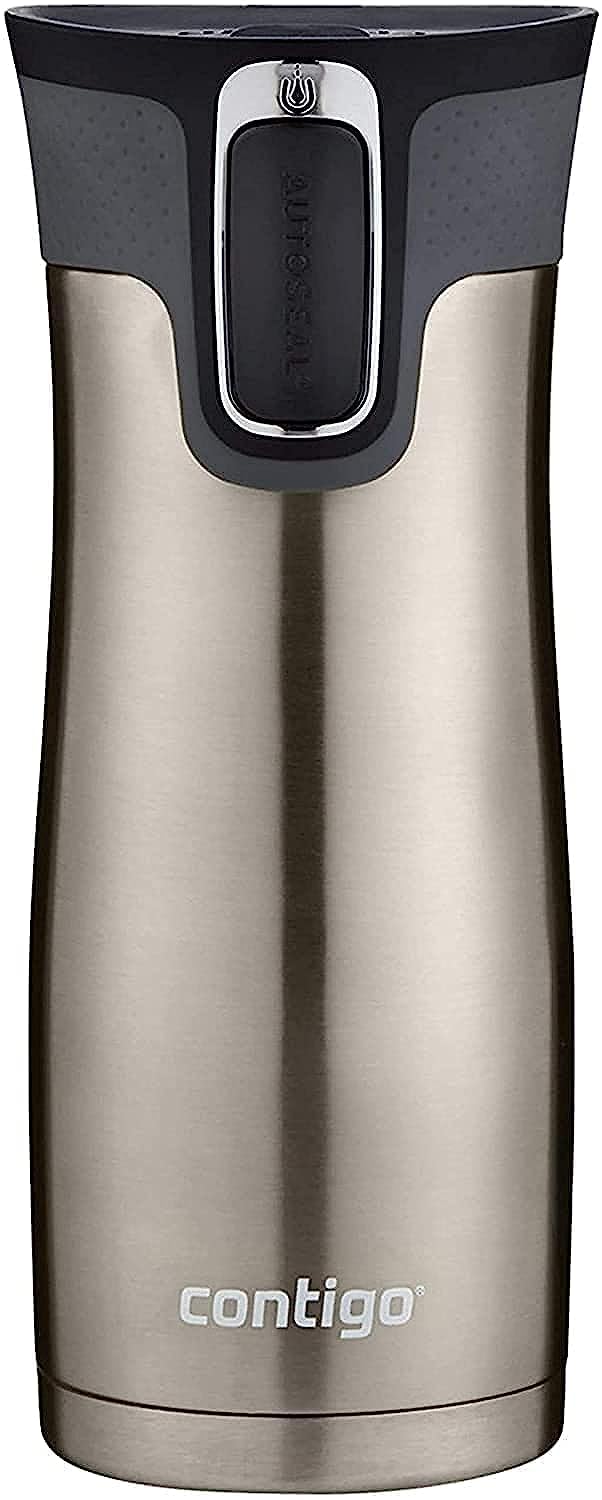Contigo West Loop Stainless Steel Travel Mug with AUTOSEAL Lid, 16oz., Stainless Steel/Black