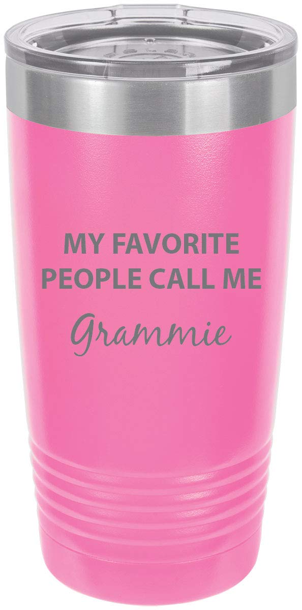 Customgiftsnow My Favorite People Call Me Grammie Stainless Steel Engraved Insulated Tumbler 20 Oz Travel Coffee Mug, Pink