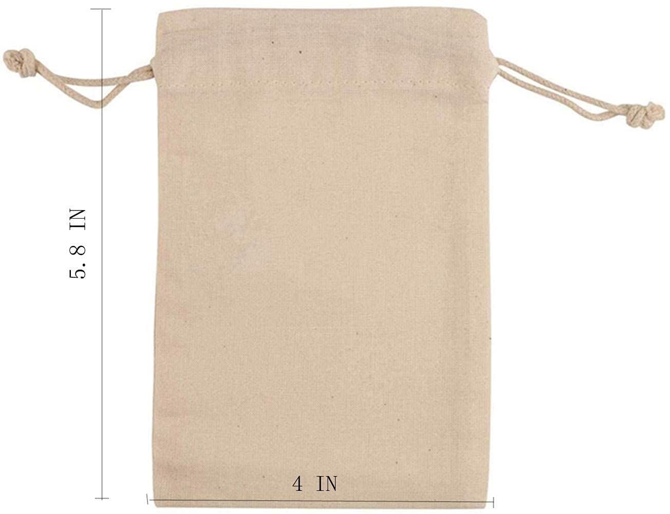 Kupoo 50Ps Cotton Bags Cotton Muslin Bags Drawstring Muslin Bag For Wedding Party Favor (4 X 5.8 Inch)