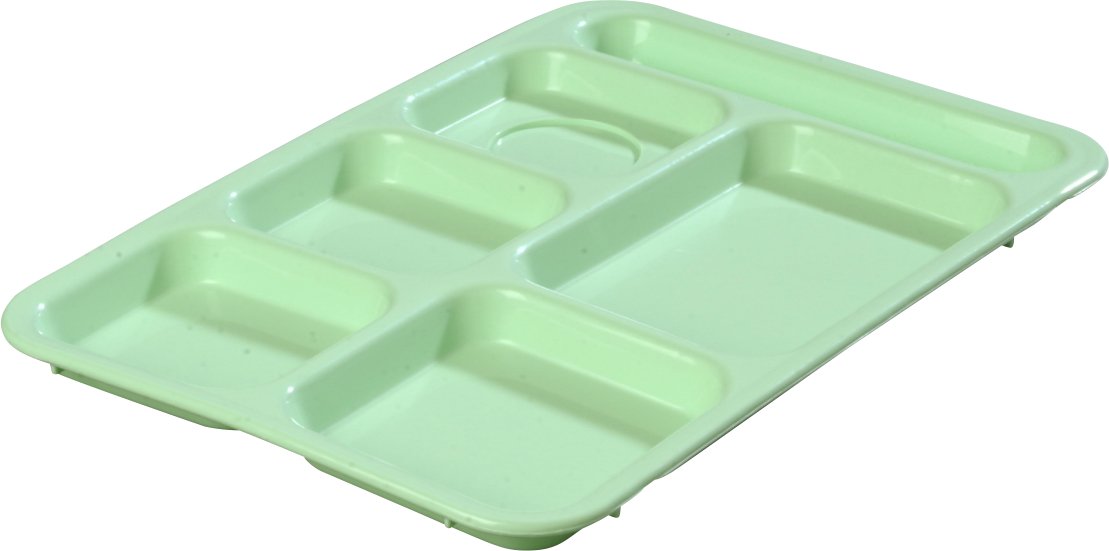 Carlisle Foodservice Products P614R09 Right-Hand 6-Compartment Polypropylene Tray, 10'' X 14'', Green