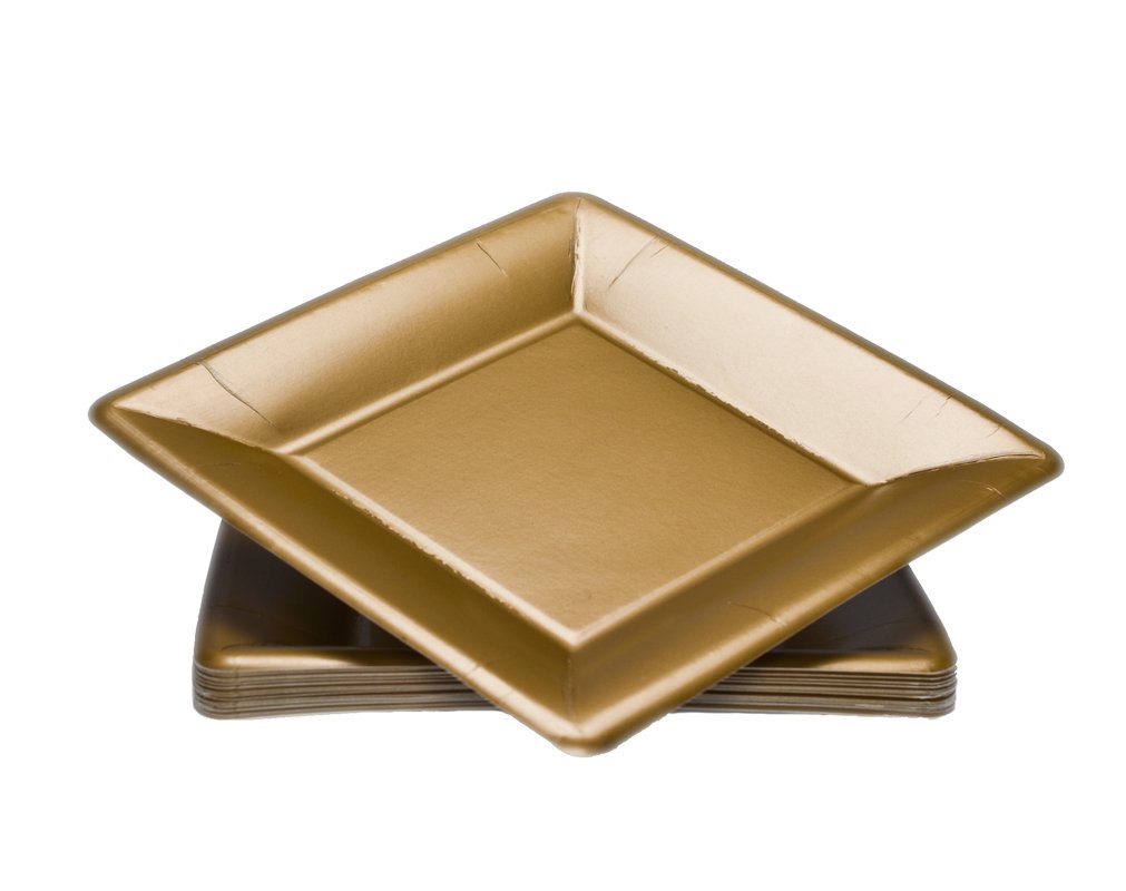 Lillian Tablesettings Plate-10 | Gold Solid Square Paper| Pack Of 24 Party Plates, 10.25 X 1.5 X 10.25 Inches (22915)