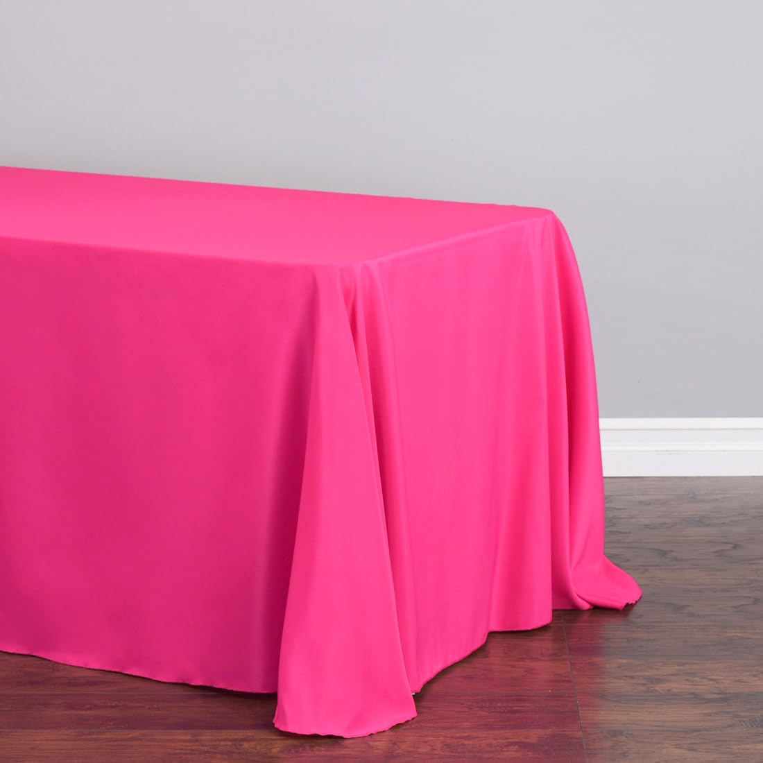 Ltc Linens Bulk 10-Pack Rectangular Tablecloths 90 In X 156 In With Rounded Corners - Fuchsia Table Covers For 8 Ft Table With F