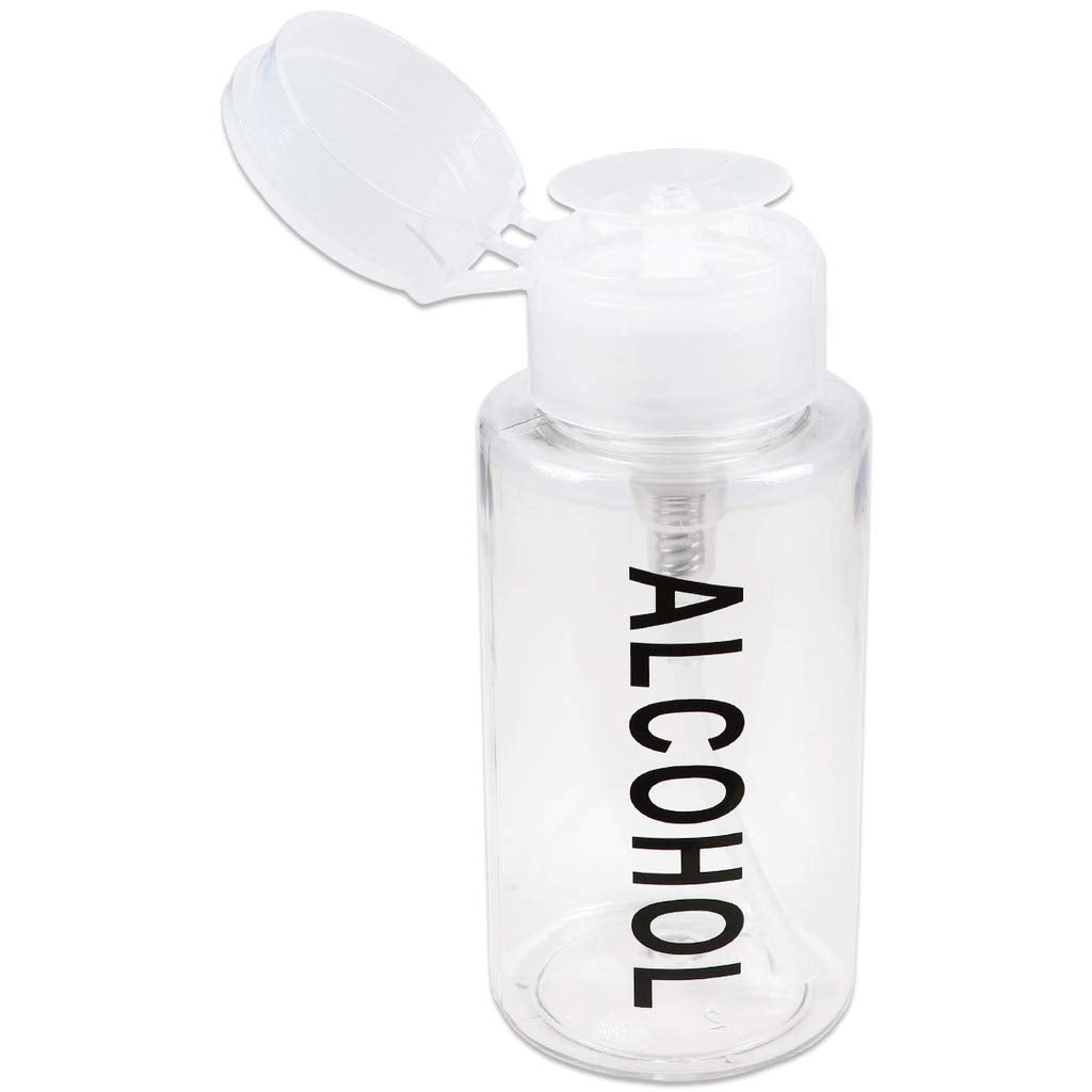 7Oz Push Down Pump Dispenser Flip Top Cap Refillable Empty Bottle - Clear With Word Imprint - Lockable Travel Cosmetic Packaging