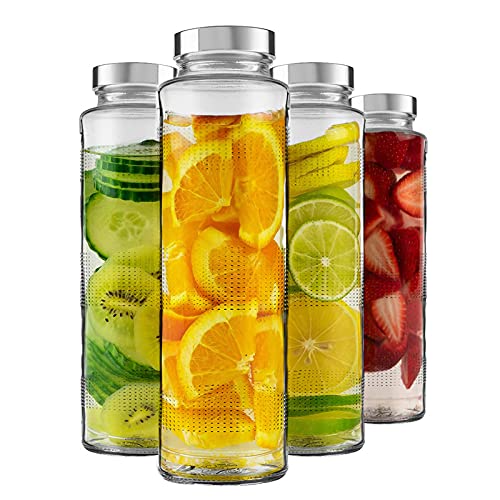 Brezzycloud Glass Food Grade Airtight Water Bottle with LeakProof Stainless Steel Lid  Water, Smoothie, Juicer and Beverage Gl