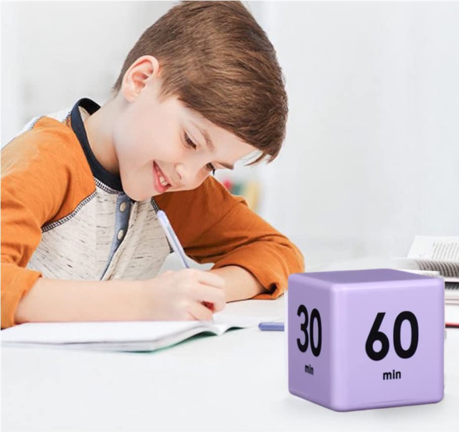 Feilifan Timer Cube Cube Timer Desk Timer Kitchen Timer Kid Timer Gravity Sensor flip Timer for Time Management and Countdown Settings 15 20 30 60 Minutes  Purple