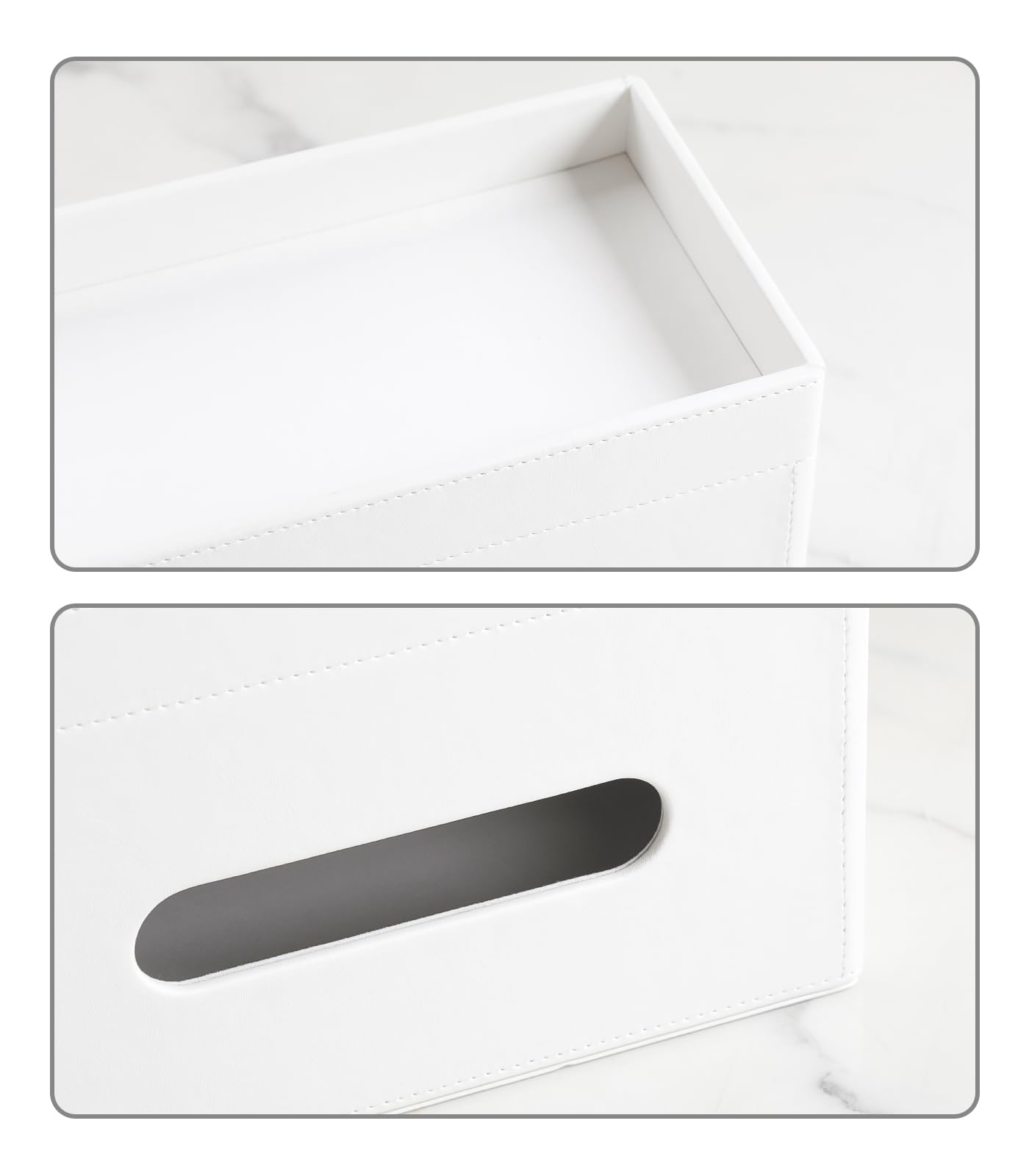 Meibooch Plus Size Tissue Box Cover Rectangle, Pu Leather Tissue Box Holder With Storage Tray, Decorative Organizer Tissue Holde