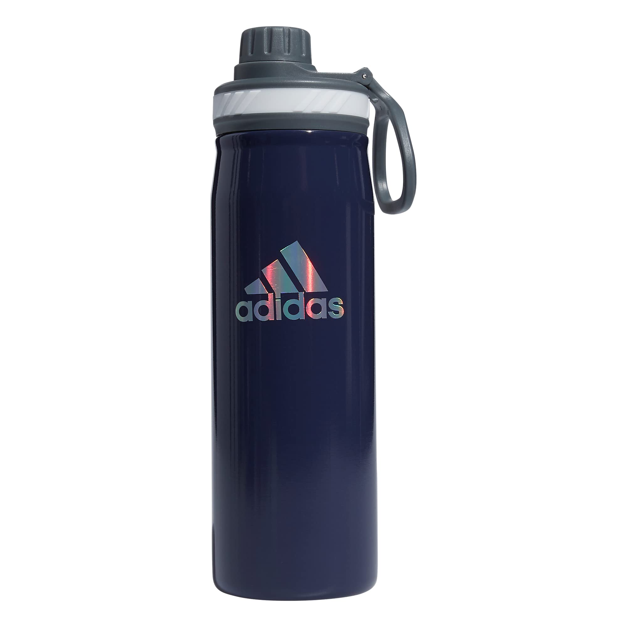 adidas 600 ML (20 oz) Metal Water Bottle, Hot/Cold Double-Walled Insulated 18/8 Stainless Steel, Shadow Navy/Onix Grey/Silver Re