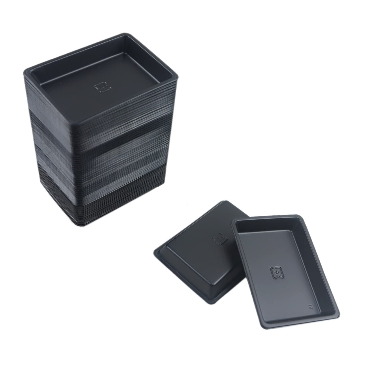 100 Pcs Mini 2.95''X2.16'' Dipping Sauce Dishes, Plastic Disposable Rectangular Black Soy Sauce Plate Set, Condiment Serving Tra