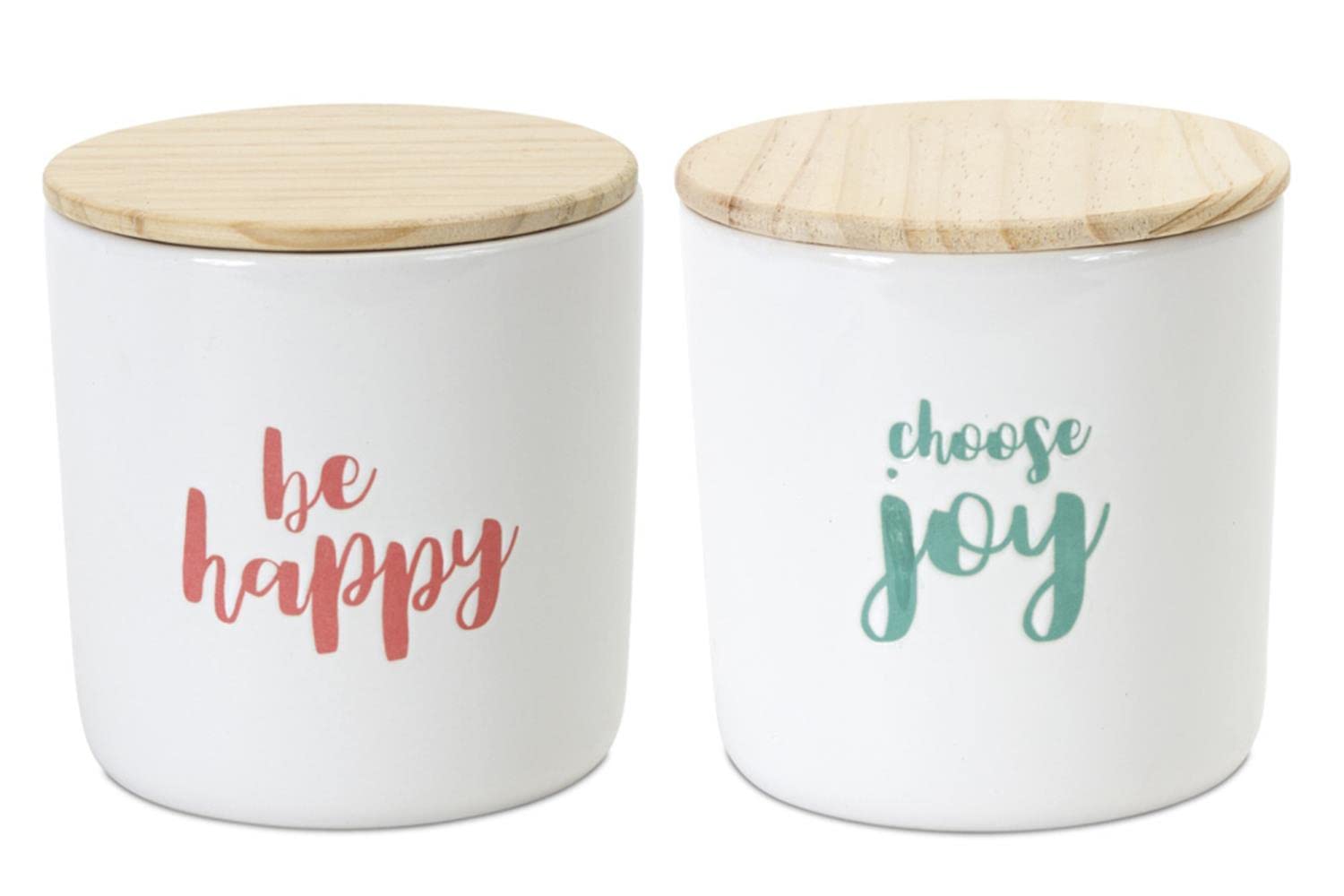 Canister (Set of 2) 4.75H Wood/Stoneware