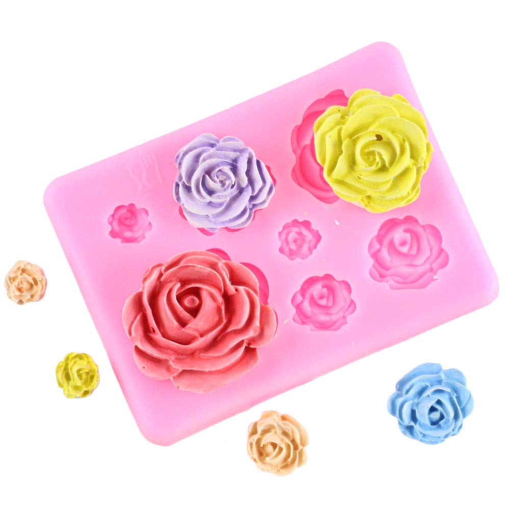 Tvoip Rose Flowers Silicone Mold Cake Chocolate Mold Wedding Cake Decorating Tools Fondant Sugarcraft Cake Mold