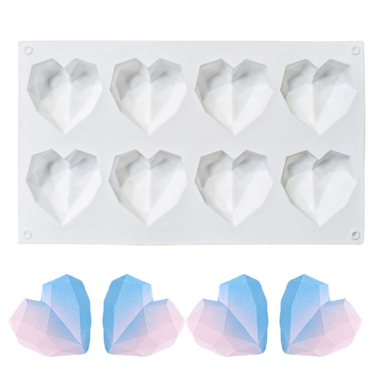 8 Grid Diamond Heart Silicone Cake Chocolate Mold Silicone Baking Pan Mold For Diy Cake Mousse Dessert 3D Diamond Love Heart Sha
