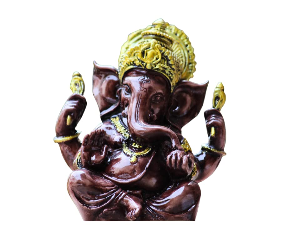 Miss Peach Polyresin Lord Ganesh ji Idol Showpiece Decorative Statue Murti for Home dcor,Gifts Items_ (Brown)