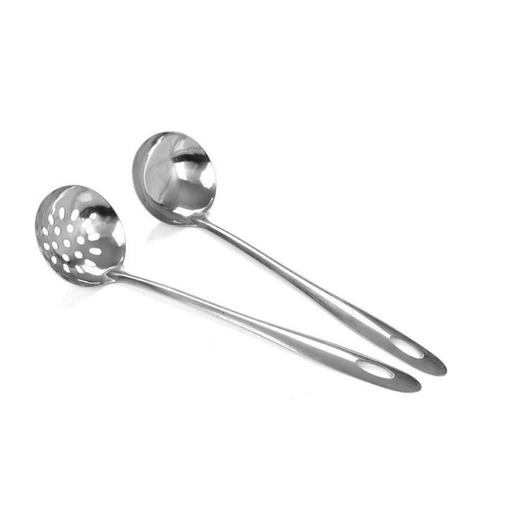 4 Pcs Slotted Spoon And Soup Ladle, Hot Pot Spoon Ladle, Stainless Steel Flatware Serving Utensils, Long Handle Cooking Ladle Fo