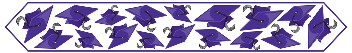 Beistle Printed Grad Cap Table Runner-Purple