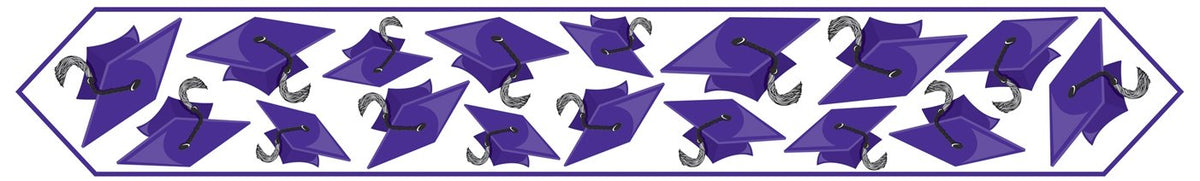Beistle Printed Grad Cap Table Runner-Purple