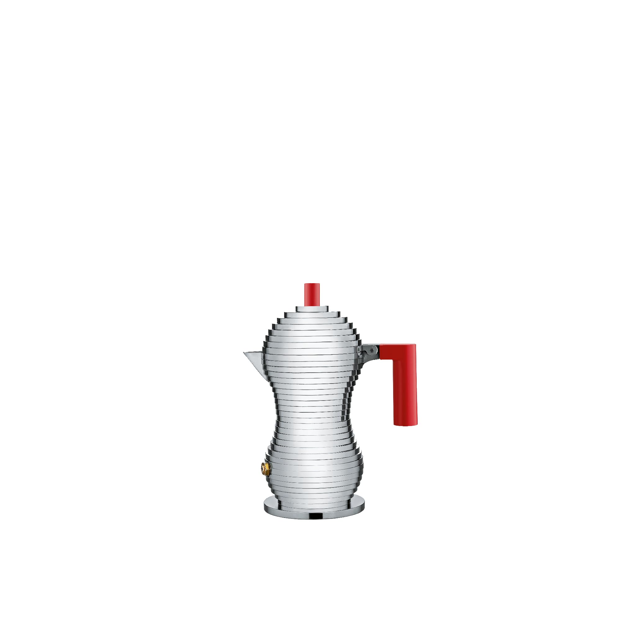 Alessi Mdl02/1 R Pulcina Stove Top Espresso 1 Cup Coffee Maker In Aluminum Casting Handle And Knob In Pa, Red