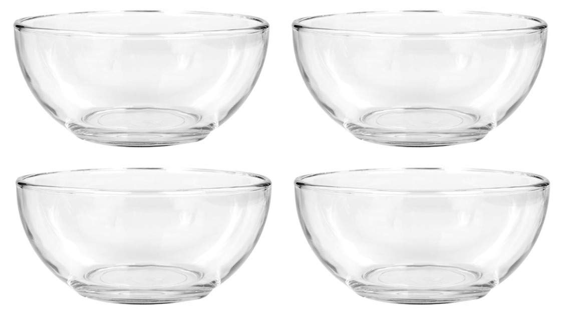 Clear Glass Bowls, 6 In. For Kitchen Prep, Dessert, Dips, Soups, Salads, Cereal, And Candy Dishes Or Nut Bowls (4)