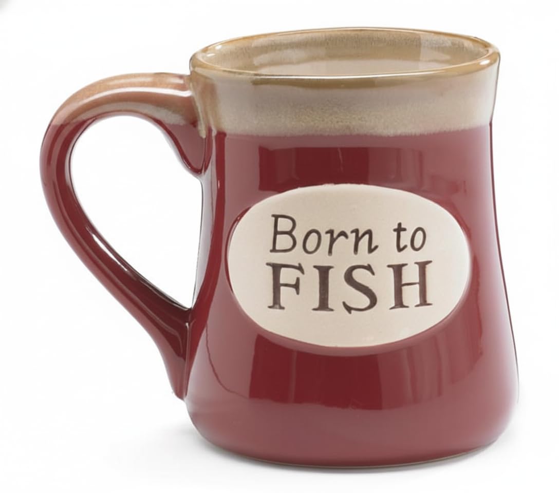burton+BURTON Born to Fish Serenity Prayer 18oz Porcelain Mug with Gift Box  Fisherman Religious Gift, Large Inspirational Coff