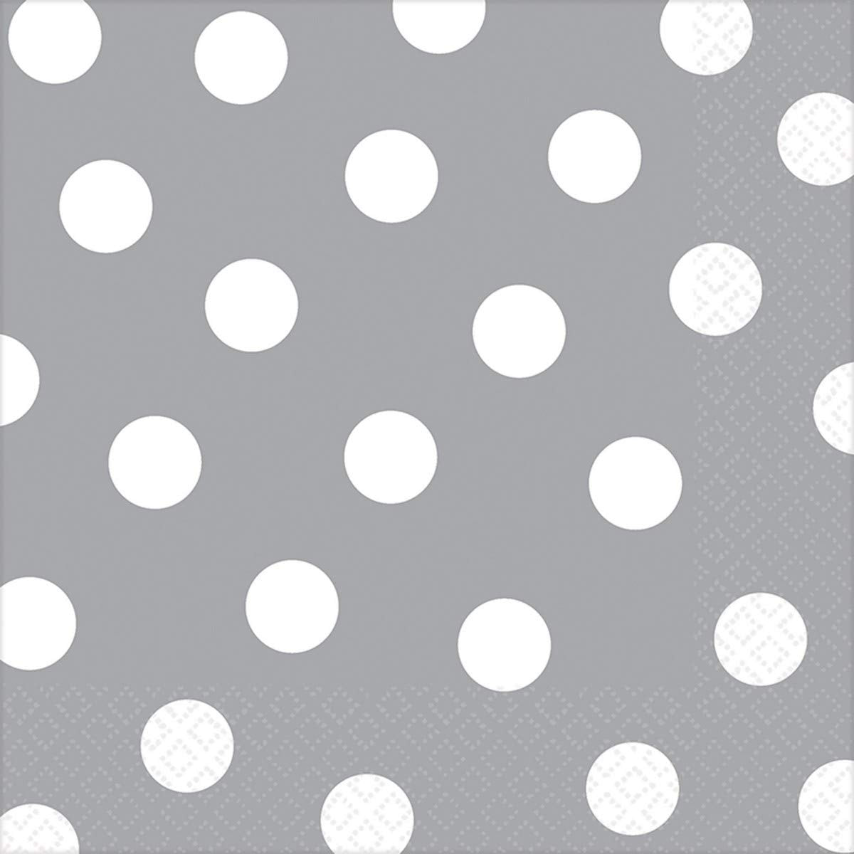 Amscan Luncheon Napkins Party Supplies, 6.5'' X 6.5'', Silver/White