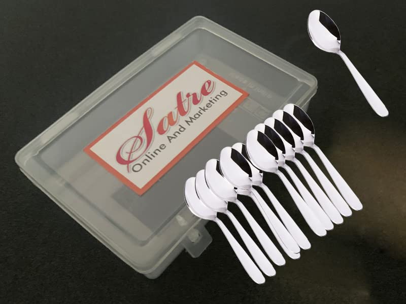 Stainless Steel Masala Spoons For Small Containers Mini Spoon For Masala Dabba Spices Spoons For Home/Kitchen - 12 Pieces-Silver
