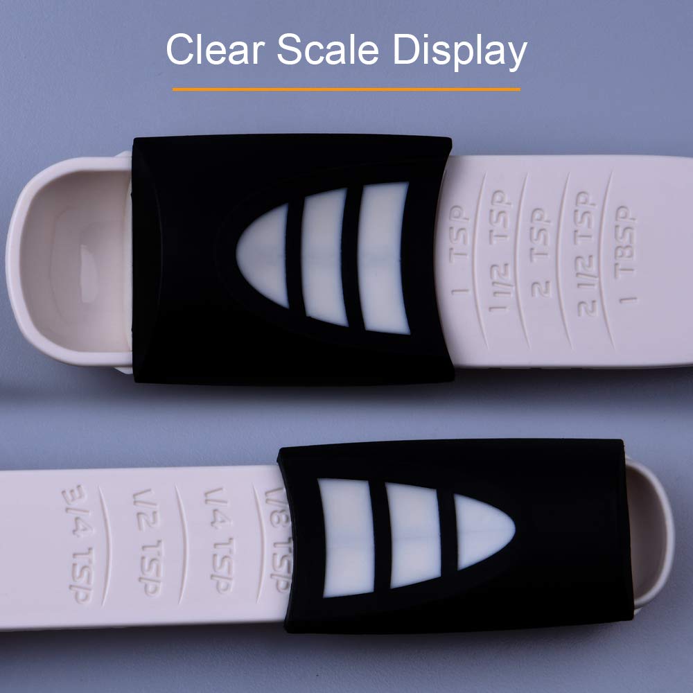 Adjustable Measuring Spoon White,Creative Double End Adjustable Scale, Eight Stalls Measuring Spoon,Measuring Dry/Semi-Liquid In