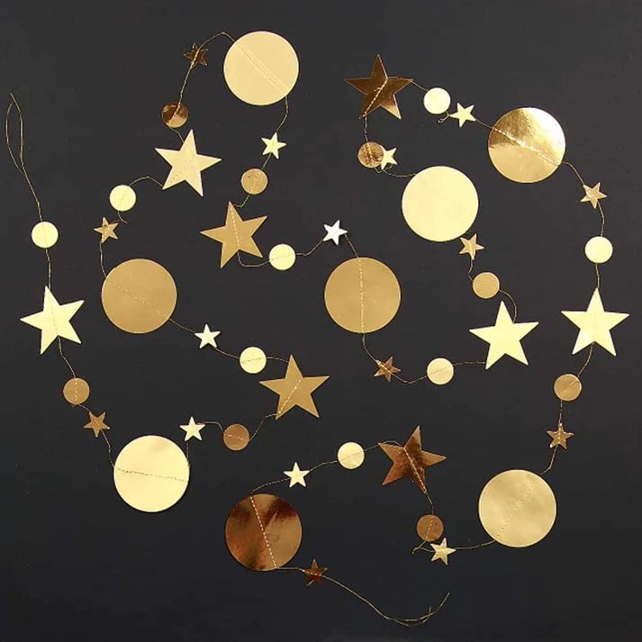 Decor365 Gold Twinkle Little Star Party Garlands Glitter Hanging Moon Stars Decorations Kids Birthday Bday Streamer Baby Shower