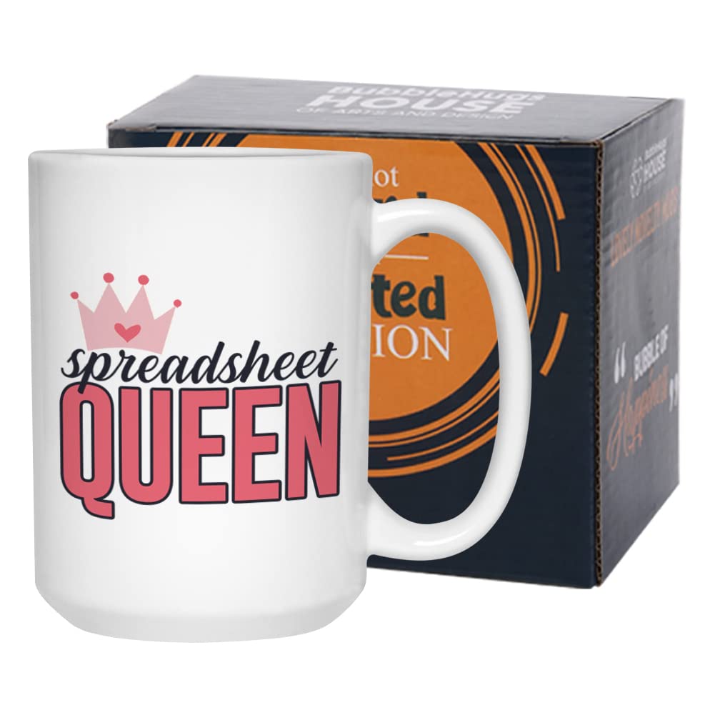 Bubble Hugs Accountant Coffee Mug 15 Oz, Spreadsheet Queen Funny Gift Idea For Auditor Accounting Students Cpa Tax Coworker Boss