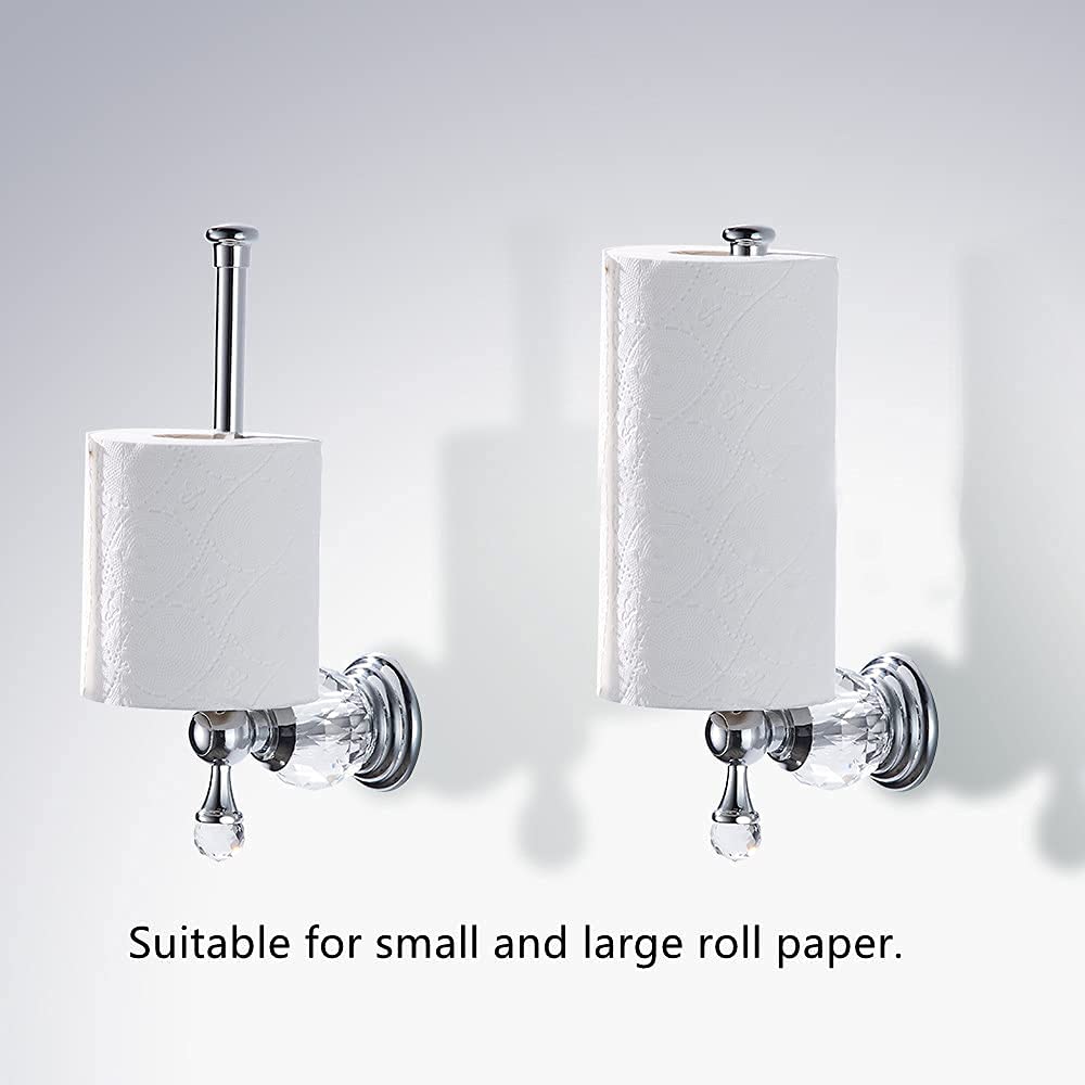 BATHSIR Crystal Toilet Paper Holder  SilverToilet Roll Holder Modern Bathroom Accessories Zinc Alloy Tissue Hanger Wall Mounted