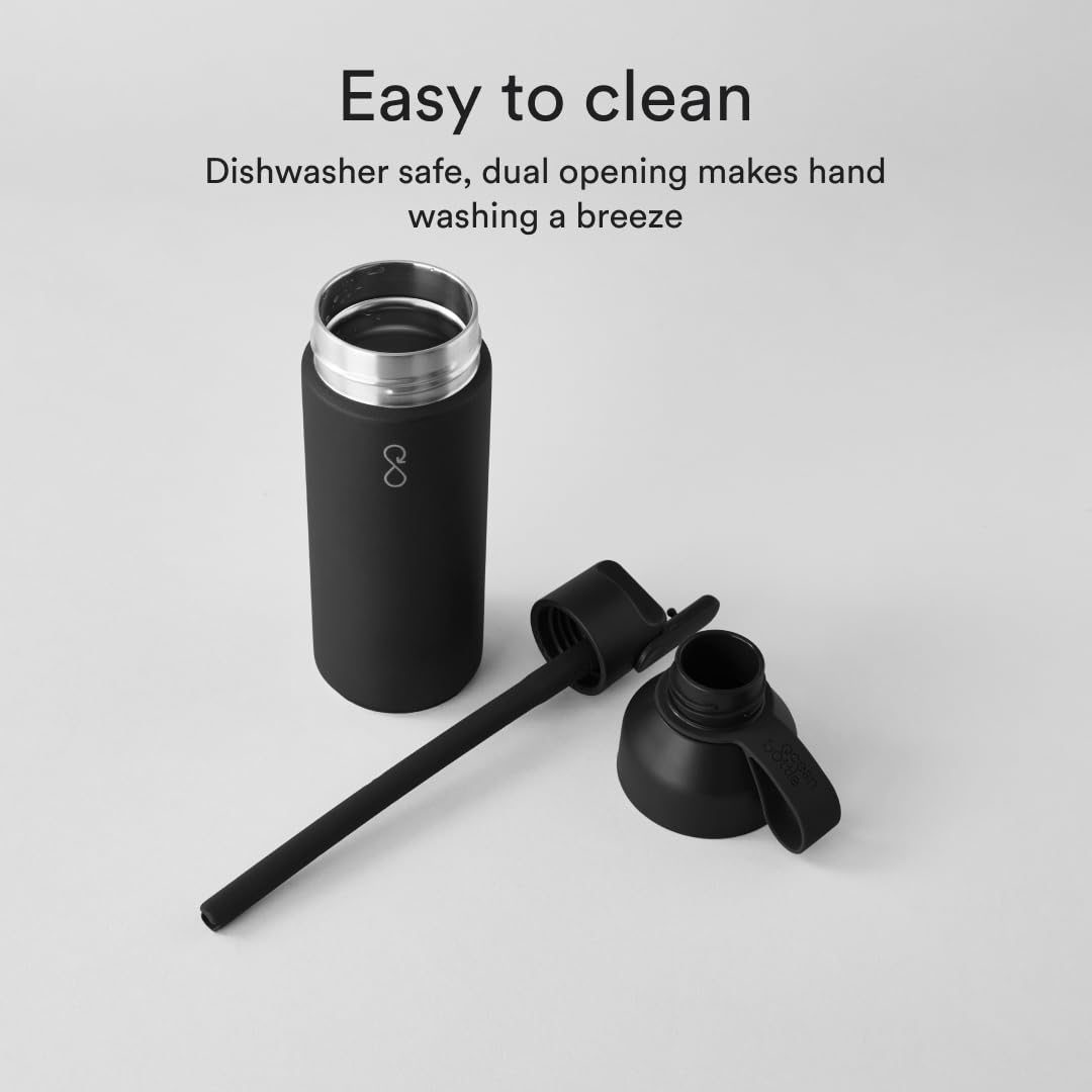Ocean Bottle - Recycled Stainless Steel go Water Bottle - Eco-Friendly & Reusable Bottle - Obsidian Black - 17 oz