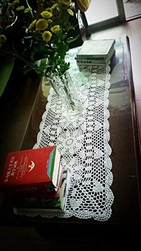 Laivigo Handmade Crochet Lace Table Cloth Doilies Doily,Rectangle,16 X 35 Inch,White