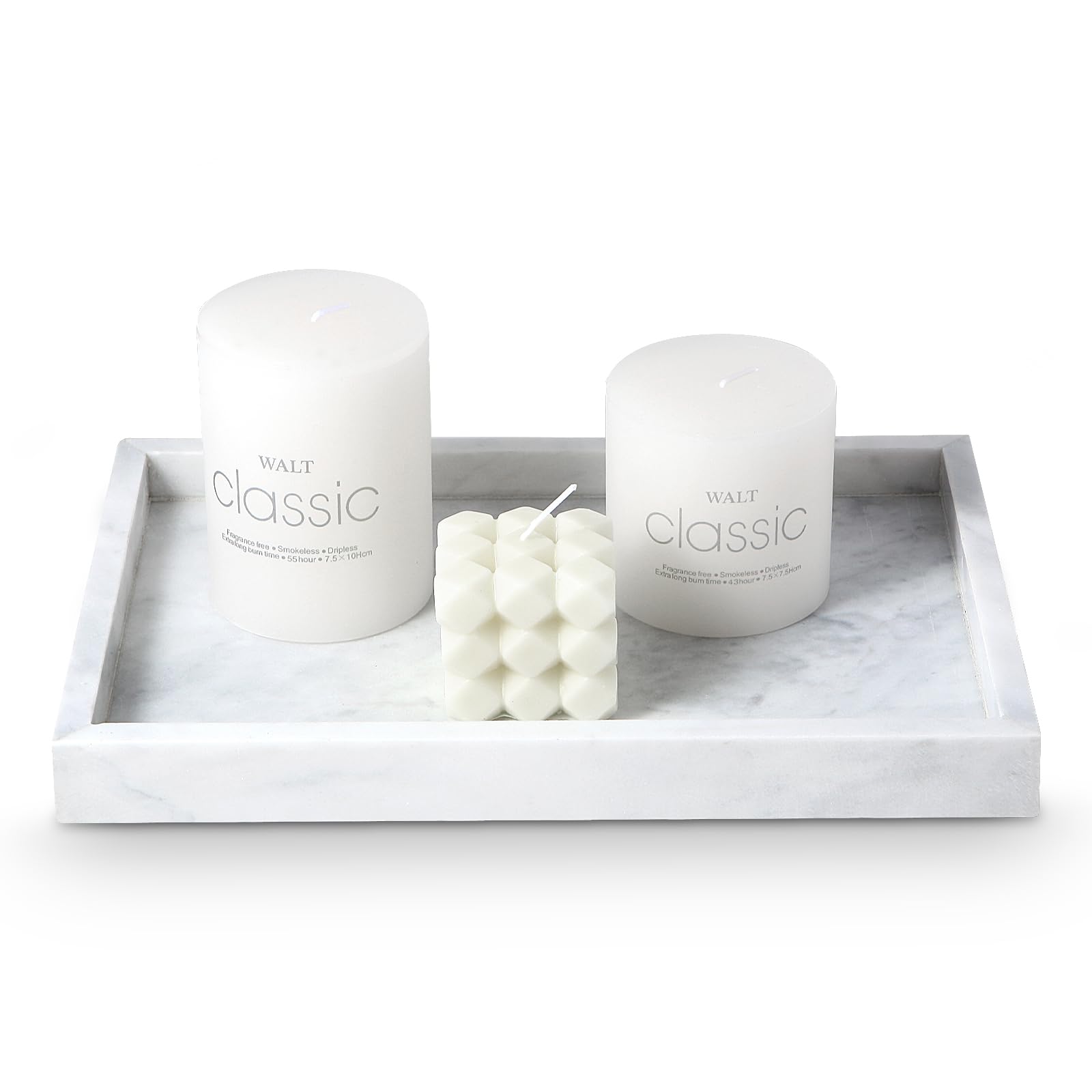 Qiyuezaiye Natural Marble Tray For Bathroom, 12'' X 8'' Natural Marble Serving Tray For Kitchen & Home Decor - Natural Marble Va