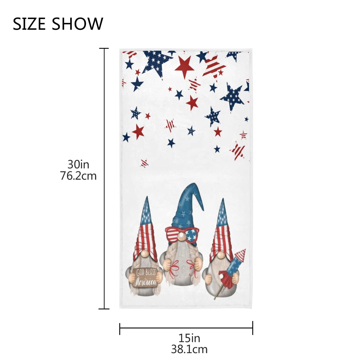 American Gnomes Hand Bath Towel Usa Flag Old Glory Fingertip Towel Memorial Independence Veterans Day 4Th Of July Kitchen Bathro