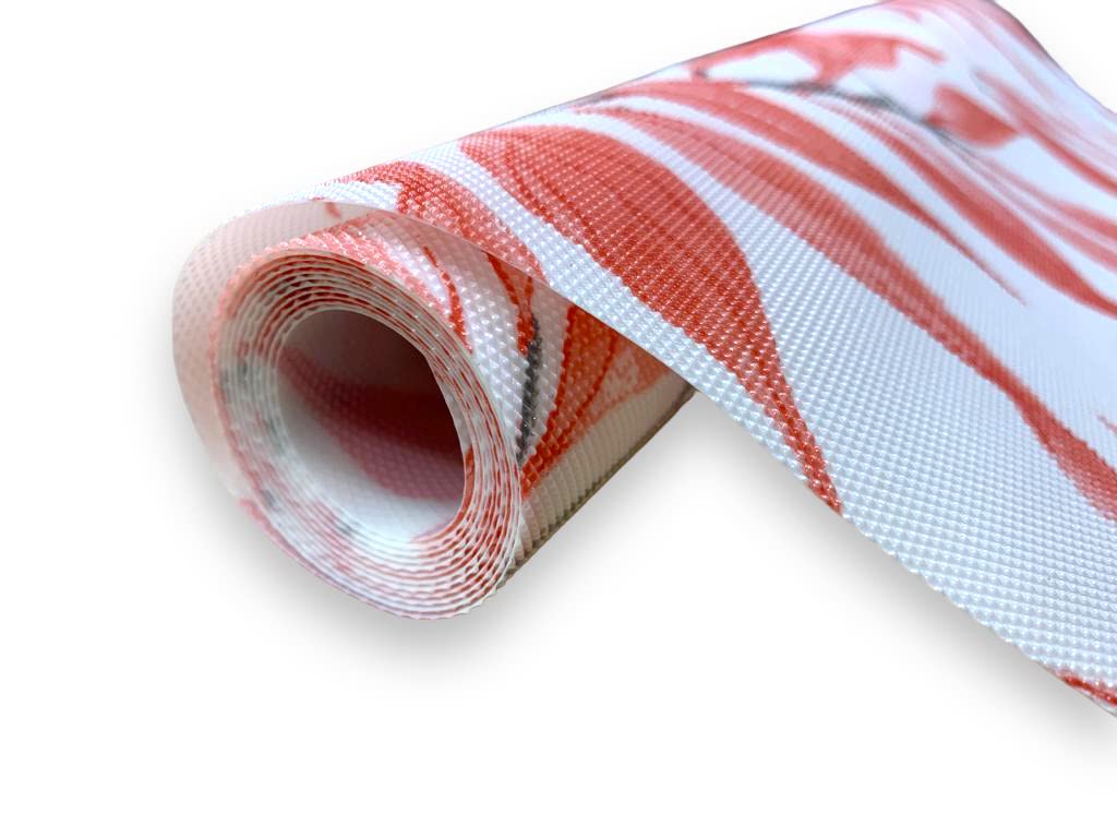 CasaNest Pvc WardrobeS Shelf Mat,Kitchen Shelf Mat/Drawer Mat, Size =45 Cms (Width) X 1.5 Mtr (Length), Leaf Design (Red)