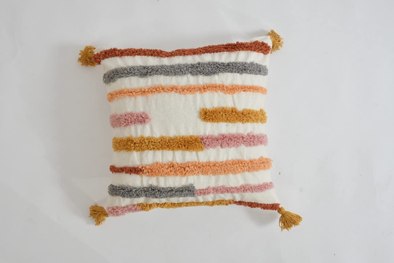 Wisdom Decor Tufted Cushion Cover 18 Inch X 18 Inch | Bedroom Cushions Set For Bed | Living Room Cushions For Sofa | Multicolor 