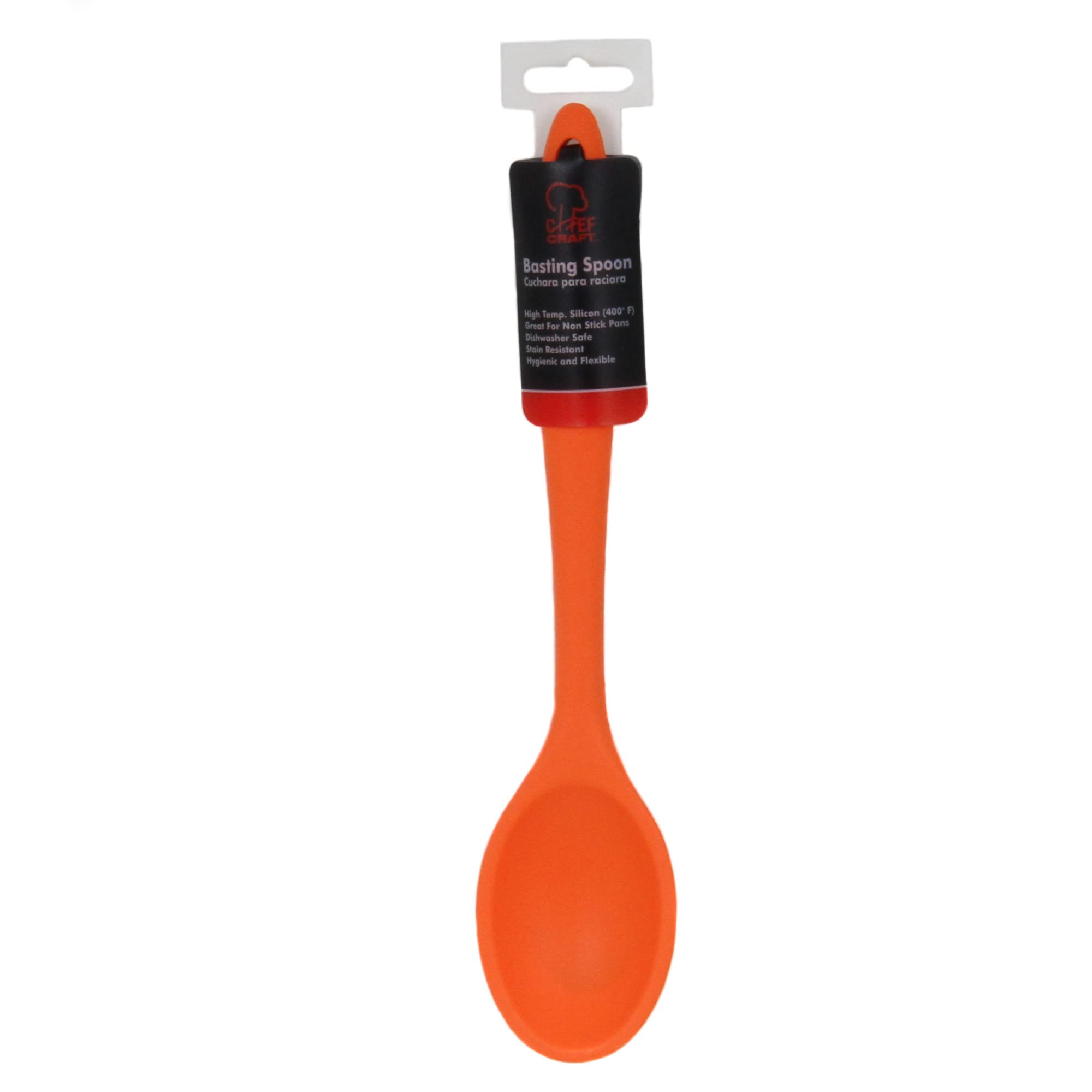 Chef Craft Premium Silicone Basting Spoon, 11 Inch, Orange