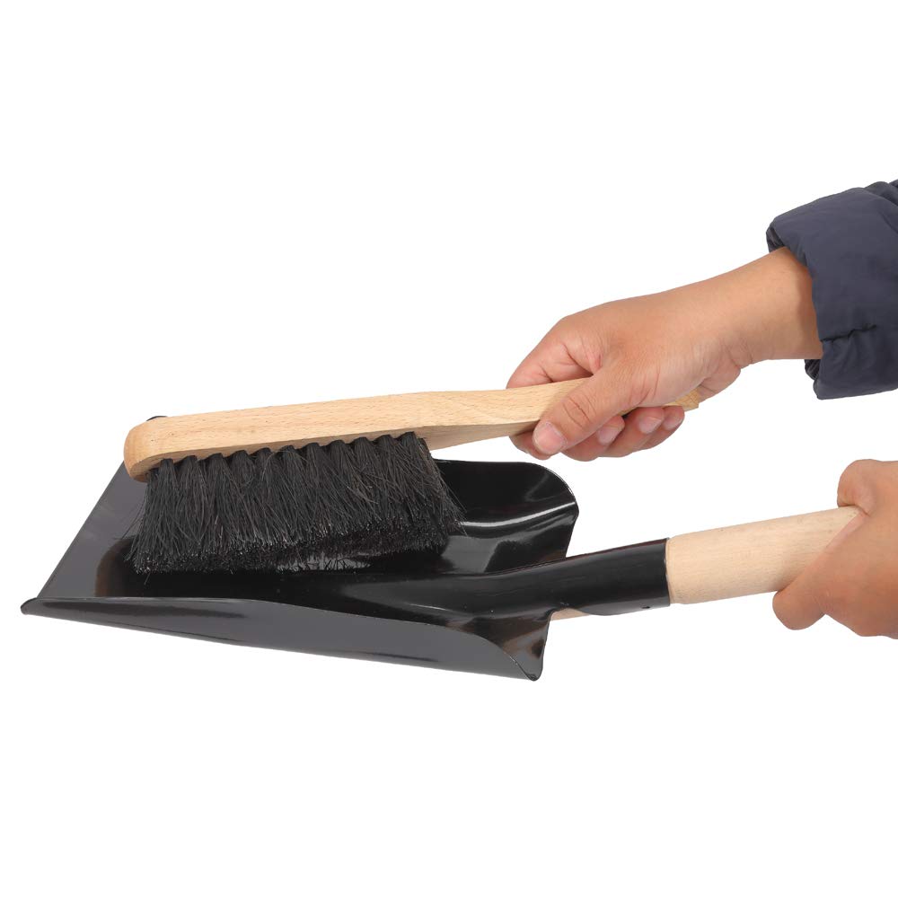 Aboniris Coal Shovel And Hearth Brush Set Made Of Natural Wood And Coco Bristles, Hearth Tidy Set, Fireplace Shovel And Brush, F