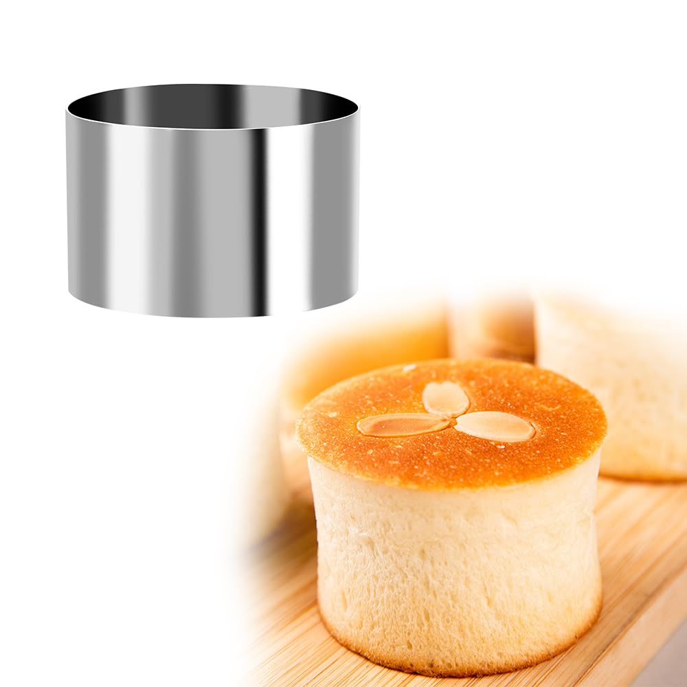 Guowall 3.15 X 2 Inch Seamless Cake Ring Stainless Steel Round Pastry And Food Ring Mousse Mold For Baking