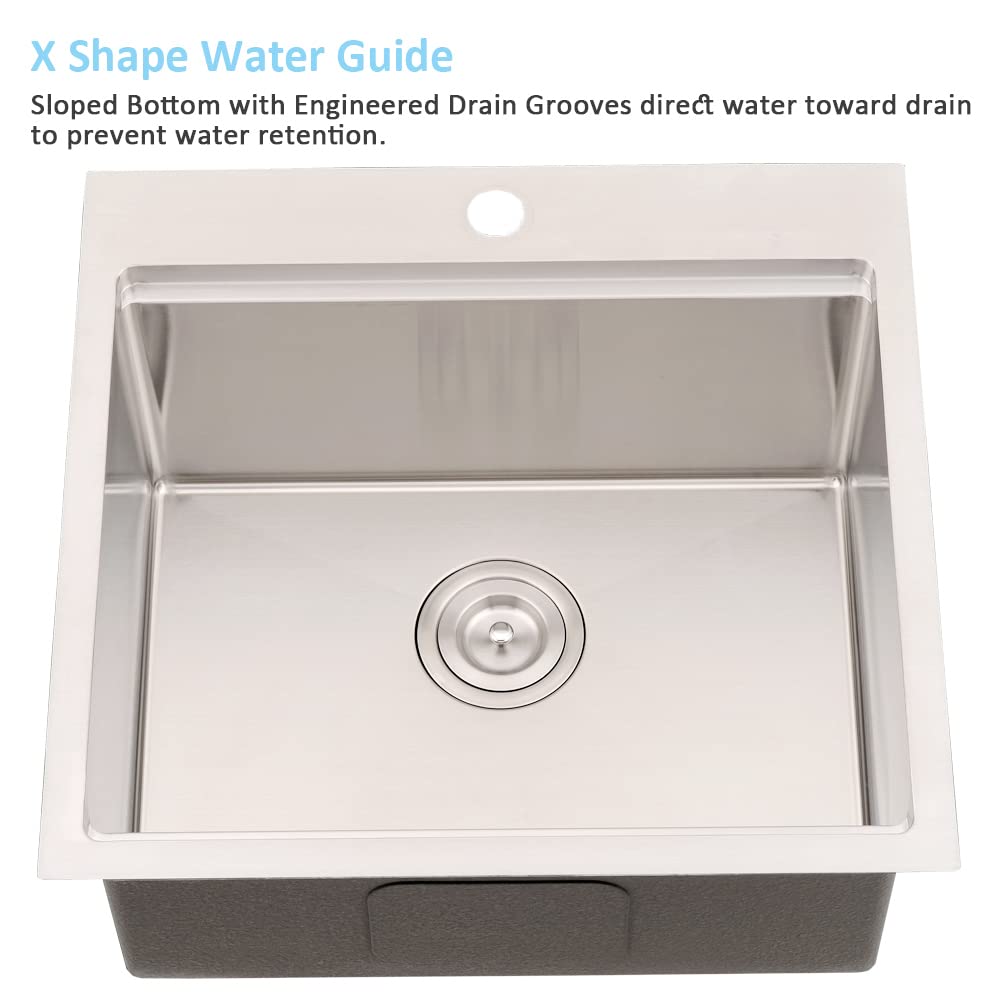 21 Inch Drop In Bar Sink Workstation-Bokaiya 21X20 Bar Sink Outdoor Rv Drop In Sink 16 Gauge Stainless Steel Single Bowl Small B