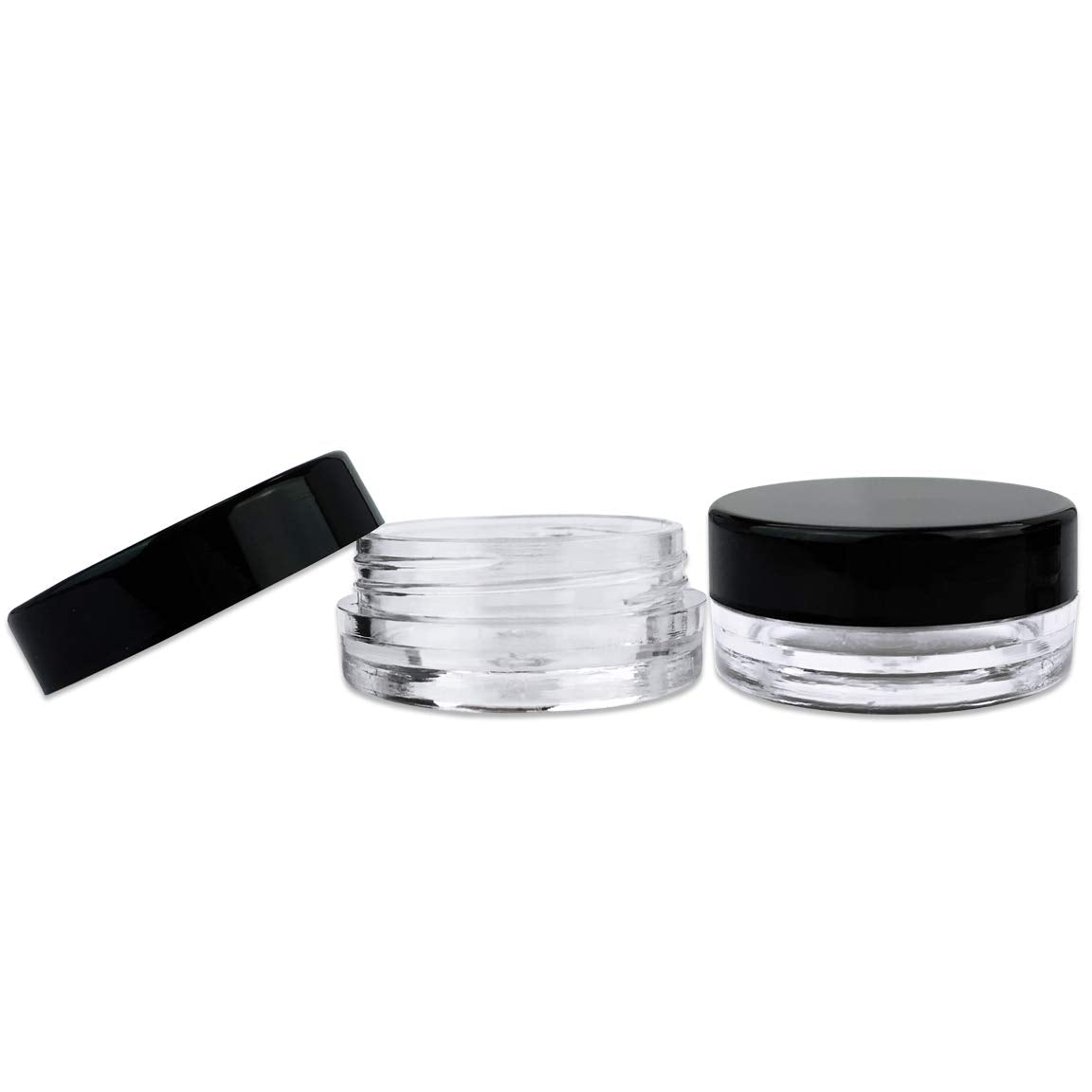 Beauticom (25 Pieces Jars + Lid) 3G/3Ml Round Clear Jars With Black Screw Cap Lids For Scrubs, Oils, Toner, Salves, Creams, Loti