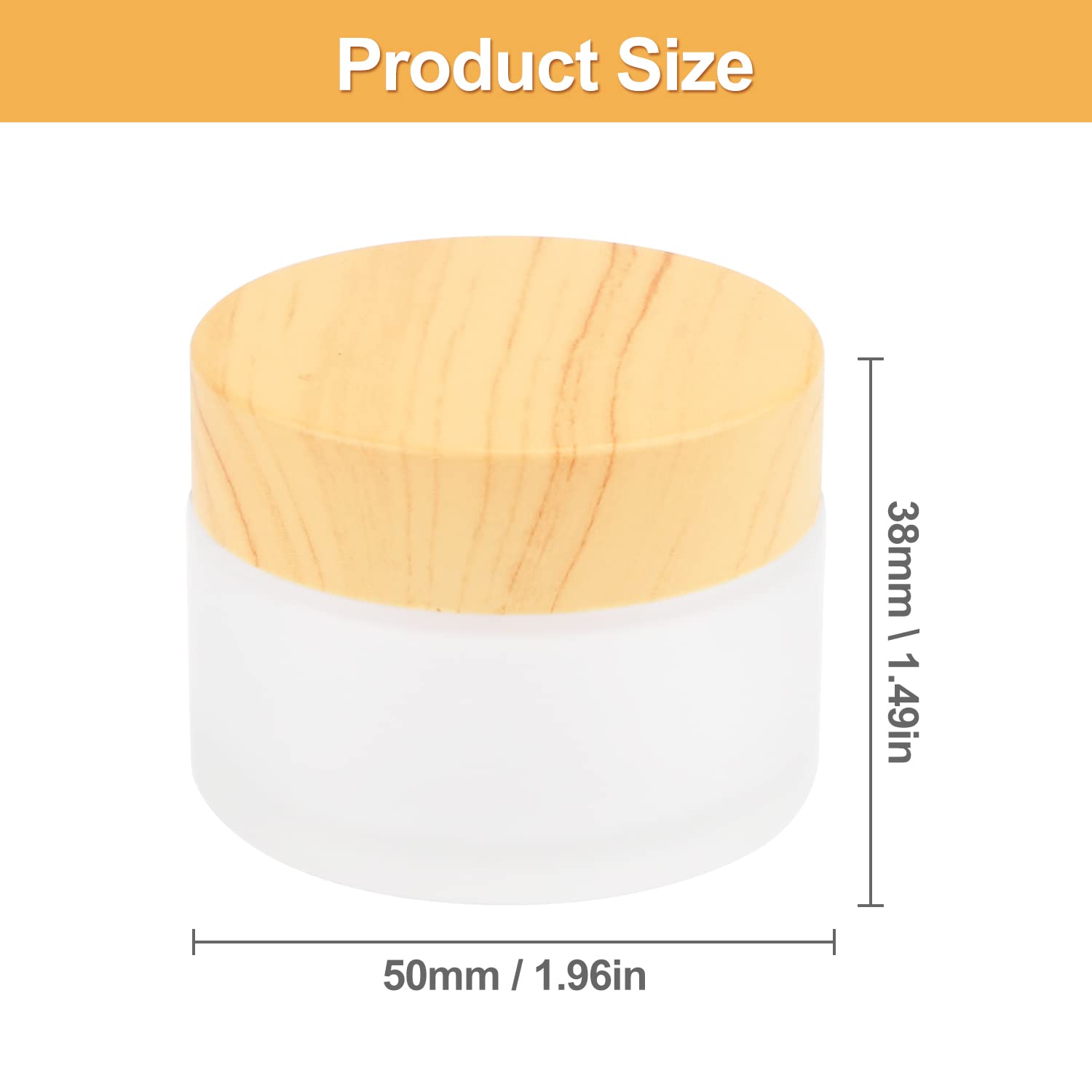Dmuuudm 1 Oz 10 Pack Frosted Glass Face Cream Jars,Empty Cream Jars Holder Case With Wood Grain Lid&Inner Liner,Sample Cosmetic
