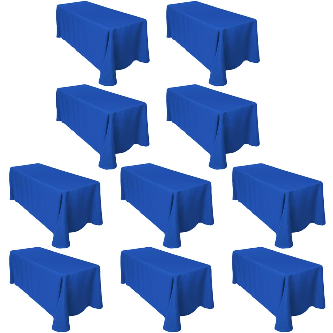 Ltc Linens Bulk 10-Pack Rectangular Tablecloths 90 In X 156 In With Rounded Corners - Royal Blue Table Covers For 8 Ft Table Wit
