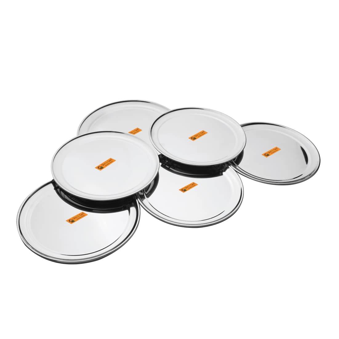 Shri & Sam Stainless Steel High Grade Shagun Dinner Plates (6 Pieces)