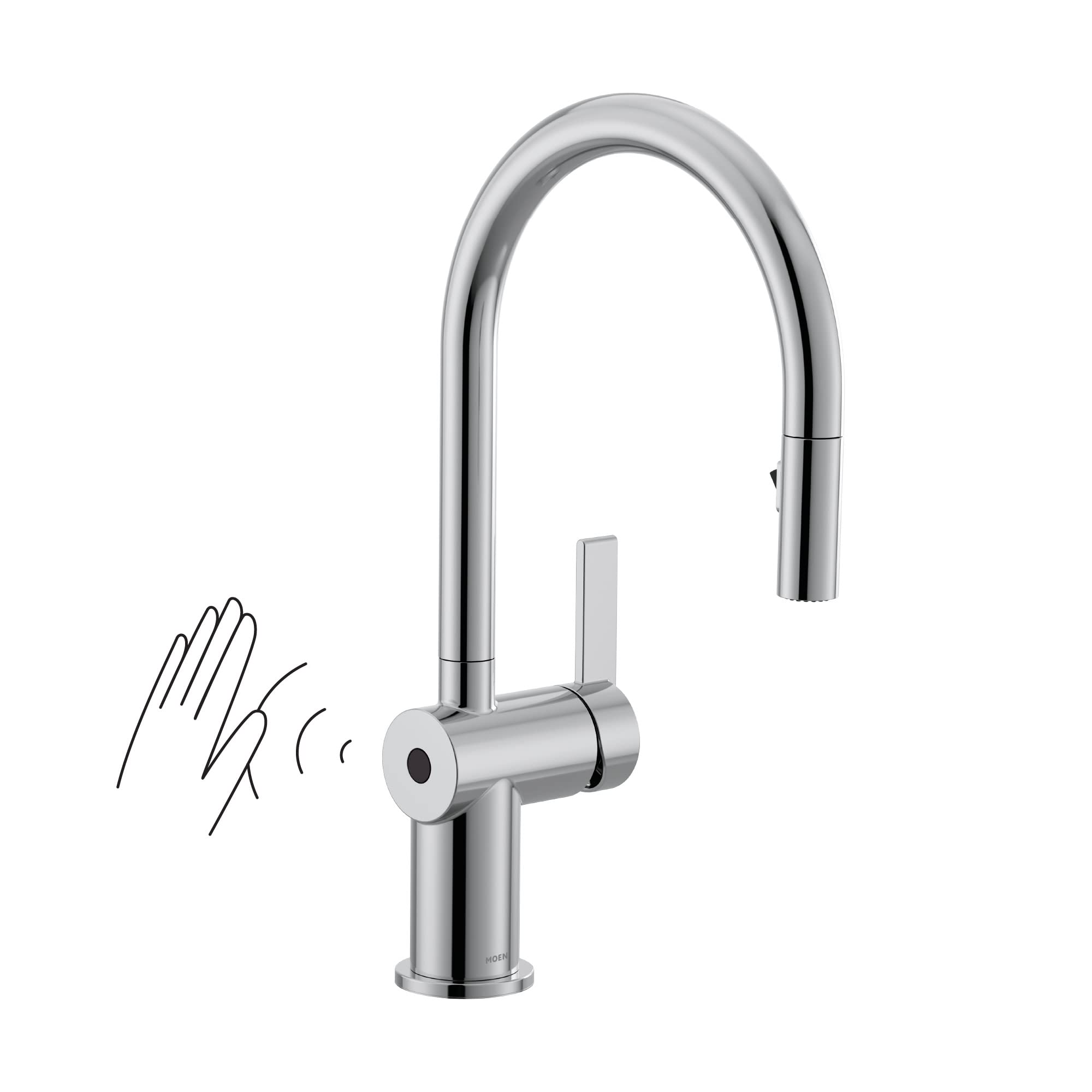 Moen 7622EWC CIA Motionsense Wave Sensor Touchless One Handle Pulldown Kitchen Faucet Featuring Power Clean, Chrome