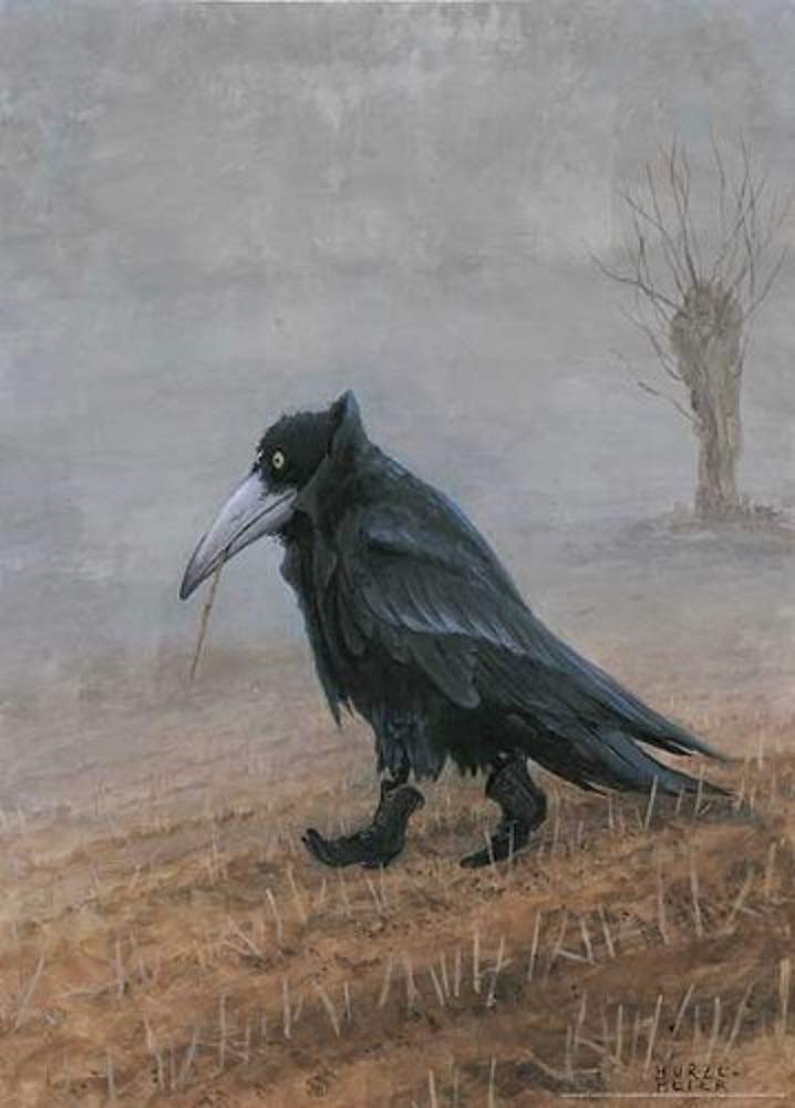 Krahe Rudi Hurzlmeier Black Raven Crow In Boots Fantasy Art Print Poster 19.75X27.5